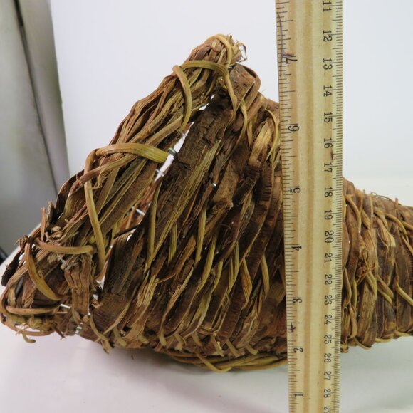 Rustic Cornucopia 8" tall Wicker Basket Natural Colored Woven Rattan Fall - Picture 11 of 13